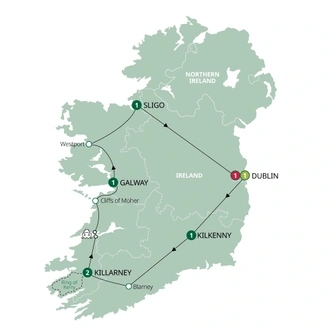 tourhub | Brendan Vacations | Enchanting Ireland - Classic Group | Tour Map