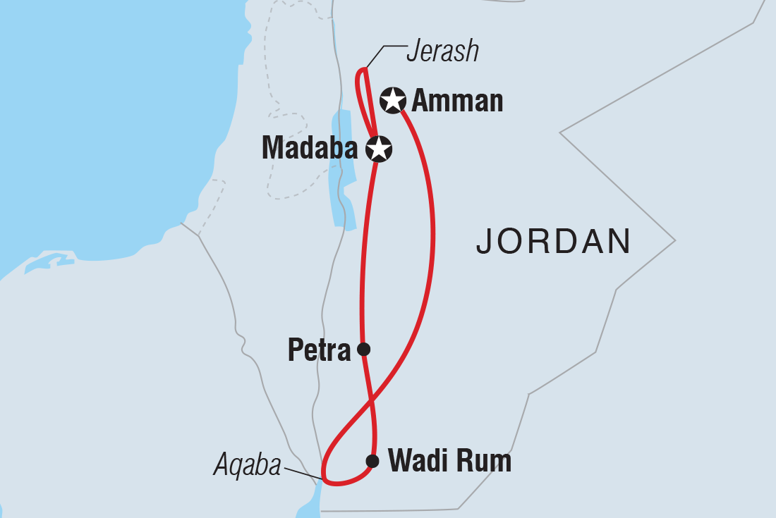 tourhub | Intrepid Travel | Explore Jordan | Tour Map