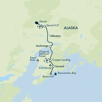 tourhub | Exodus | Alaska Wildlife & Wilderness | Tour Map