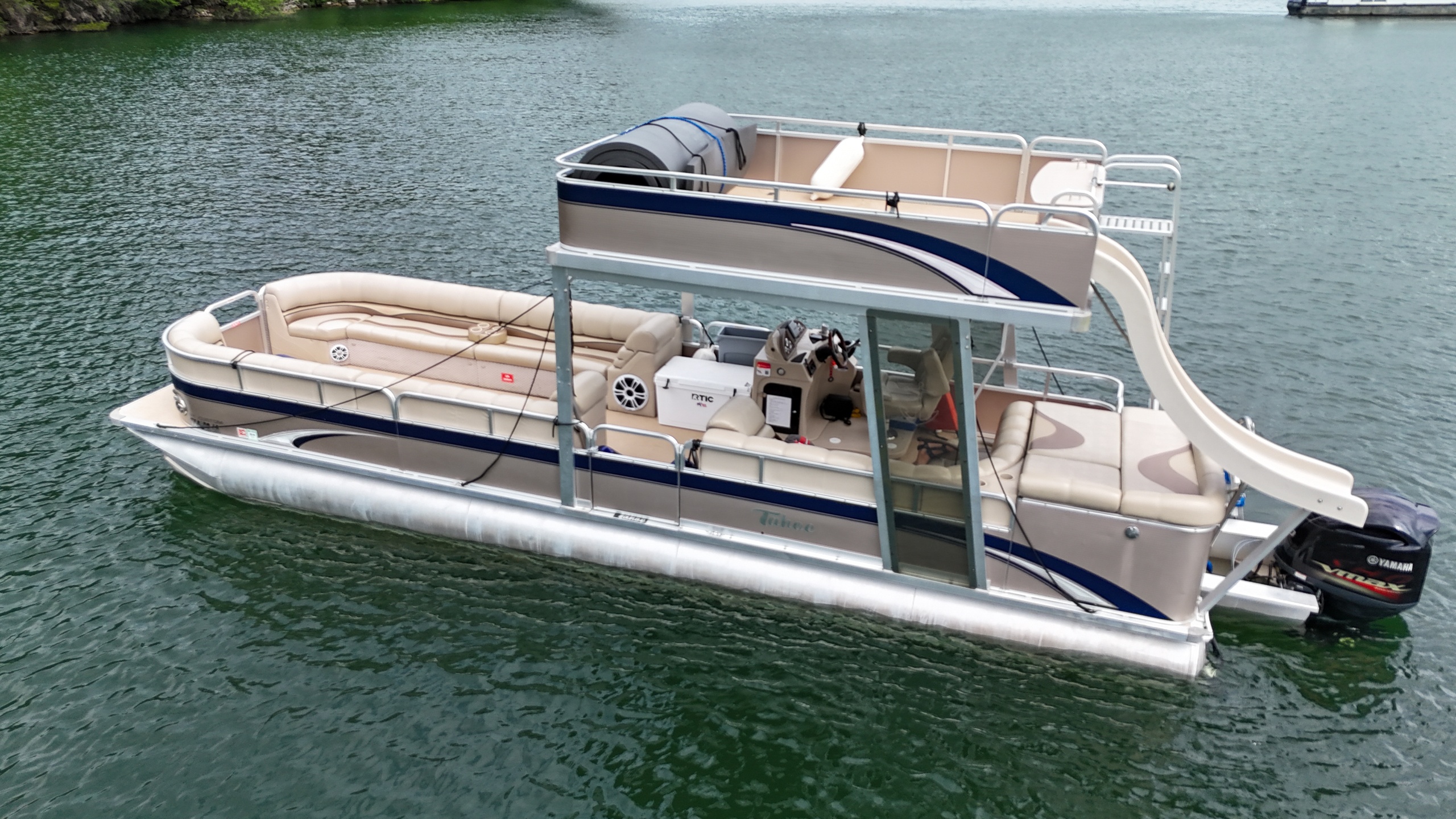 34ft Tahoe VT Double Decker Tritoon Boat with Slide on Lake Austin (Up to 14 Passengers) image 7