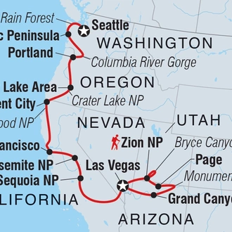 tourhub | Intrepid Travel | Western USA Encompassed | Tour Map