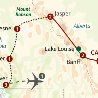 tourhub | Saga Holidays | Rocky Mountaineer Rainforest to Gold Rush | Tour Map