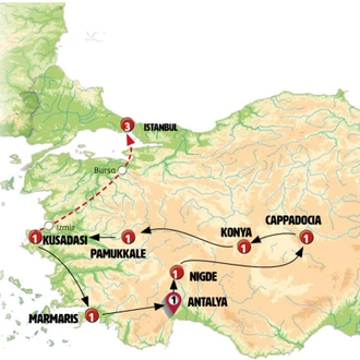 tourhub | Europamundo | The Turkish Tour | Tour Map