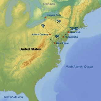 tourhub | Indus Travels | Great American Eastern Cities | Tour Map