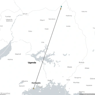 tourhub | Verdoro Safaris | 4 Days Fly to Kidepo Tour | Tour Map