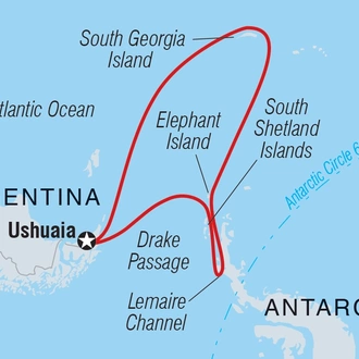 tourhub | Intrepid Travel | South Georgia and Antarctic Peninsula: Penguin Safari  | Tour Map