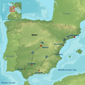 tourhub | Indus Travels | Amazing Spain with Barcelona | Tour Map