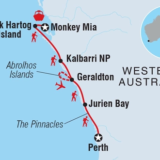 tourhub | Intrepid Travel | Walk Western Australia's Kalbarri & Coral Coast | Tour Map