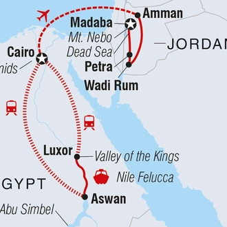 tourhub | Intrepid Travel | Real Egypt & Jordan  | Tour Map