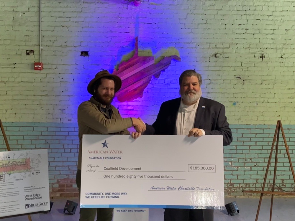 Coalfield Development Corporation was awarded a $185,000 American Water Chairtable Foundation grant for construction of the West Edge Rainwater Catchment and Raingarden System