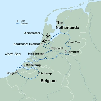 tourhub | Collette | Holland & Belgium Springtime River Cruise  | Tour Map