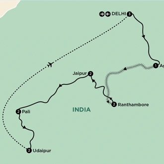 tourhub | APT | Northern India Sensory Marvels of Rajasthan | Tour Map
