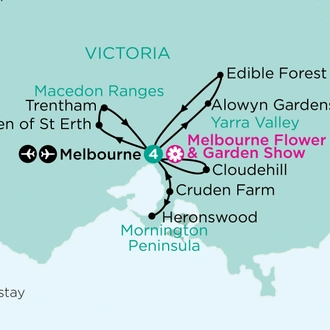tourhub | APT | Outings Across the Garden State & the Melbourne International Flower & Garden Show | Tour Map