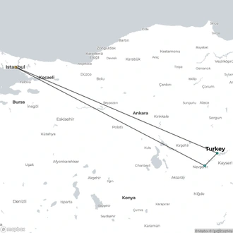 tourhub | Curio Travel | Small Group 7-Day Tour to Istanbul, Cappadocia and Ephesus by Flights | Tour Map