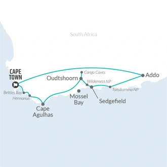 tourhub | Bamba Travel | Cape Town, Garden Route & Addo Adventure 10D/9N | Tour Map