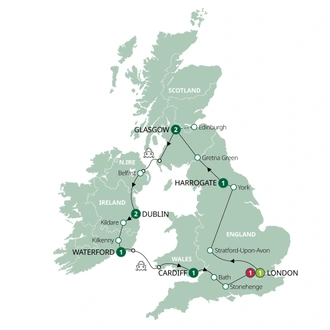 tourhub | Brendan Vacations | Britain and Ireland Highlights | Tour Map
