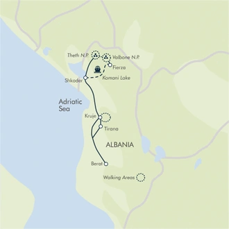 tourhub | Exodus | Walking in Albania | Tour Map