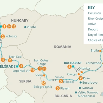 tourhub | Riviera Travel | Budapest to the Black Sea River Cruise | Tour Map