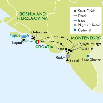 tourhub | Travelsphere | Dubrovnik and the Highlights of Montenegro | Tour Map