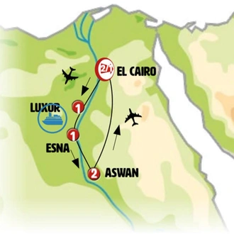 tourhub | Europamundo | Egypt with 4 Days Nile Cruise | Tour Map