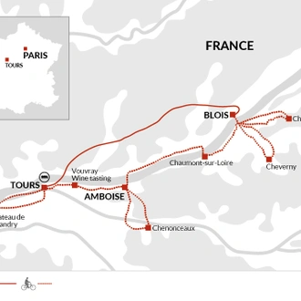 tourhub | Explore! | Cycling in France - Loire Valley | Tour Map