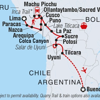 tourhub | Intrepid Travel | Peru, Bolivia & Argentina Adventure | Tour Map