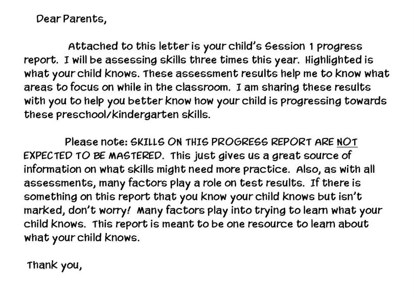 presentation letter to parents
