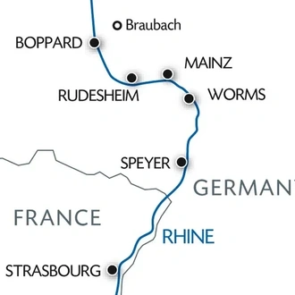 tourhub | CroisiEurope Cruises | Christmas on the romantic Rhine (port-to-port cruise) | Tour Map