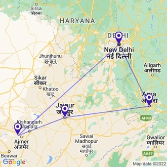 tourhub | Holidays At | Golden Triangle Tour with Pushkar | Tour Map