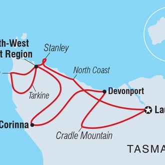 tourhub | Intrepid Travel | Tasmania's Tarkine & Cradle Mountain Explorer | Tour Map