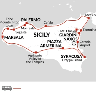 tourhub | Explore! | Classical Sicily | Tour Map