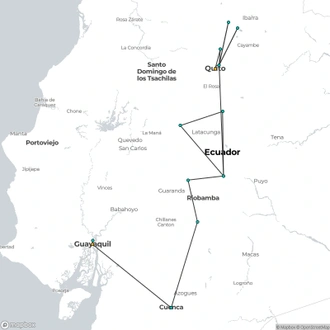 tourhub | Ecuador Galapagos Travels | From the Andes to the Coast: Ecuador's Diverse Delights | Tour Map