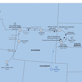 tourhub | Insight Vacations | American Parks Trail - End Denver, Small Group | Tour Map