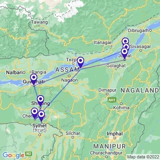 tourhub | UncleSam Holidays | Amazing North East India Tour | Tour Map