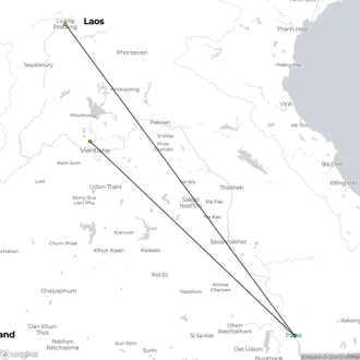 tourhub | Bravo Indochina Tours | Central and South Laos Exploration 8 Days | Tour Map