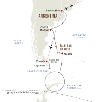 tourhub | HX Hurtigruten Expeditions | Antarctica & Falklands Expedition | Northbound (Flight Included) | Tour Map