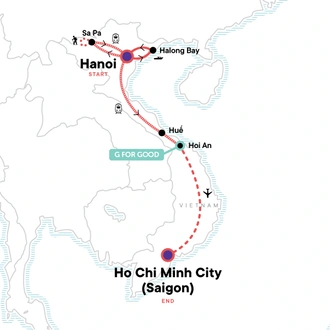 tourhub | G Adventures | Classic Vietnam: Sapa to Ho Chi Minh | Tour Map