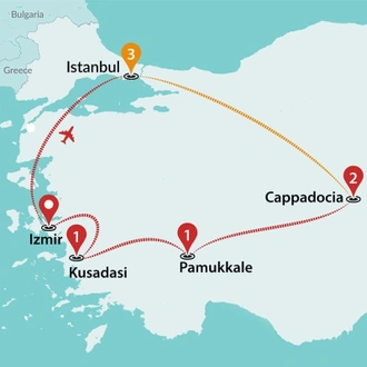 tourhub | Travel Talk Tours | Highlights of Turkey (5 Star Hotels) | Tour Map