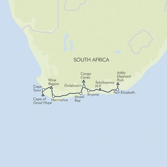 tourhub | Exodus Adventure Travels | Cape Town & the Garden Route | Tour Map