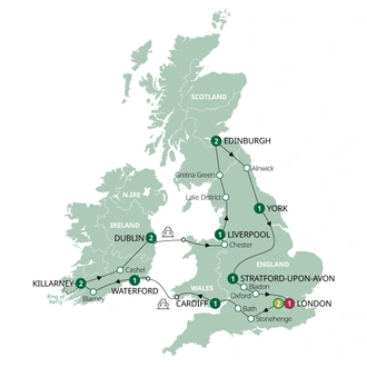 tourhub | Brendan Vacations | Wonders of Britain and Ireland | Tour Map