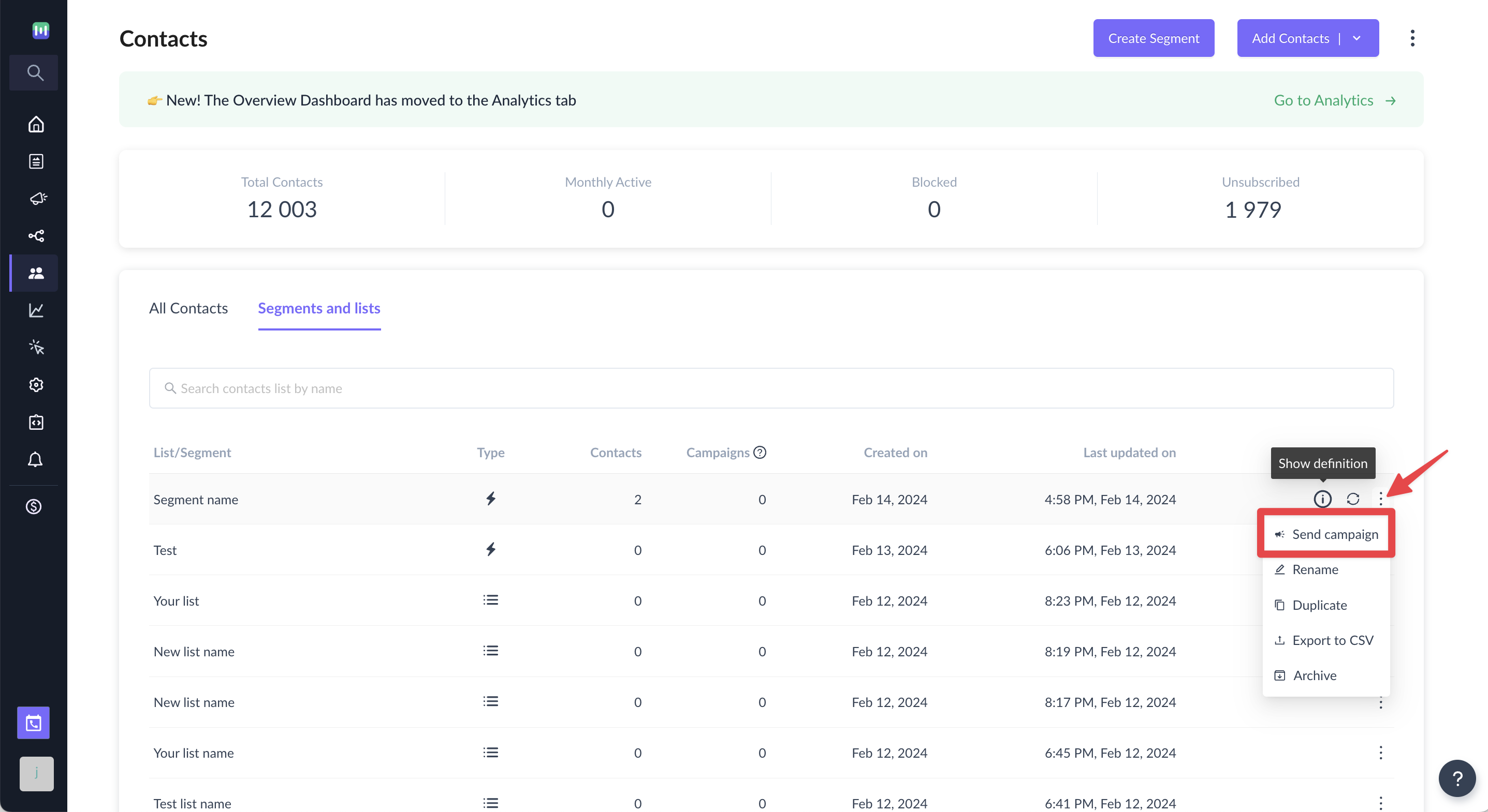 How to segment contacts based on 'User Engagement'?