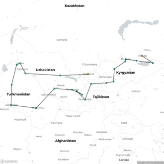 tourhub | Sundowners Overland | Five Golden Stans  | Tour Map