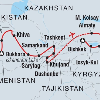 tourhub | Intrepid Travel | Central Asia: Five Stans Express | Tour Map