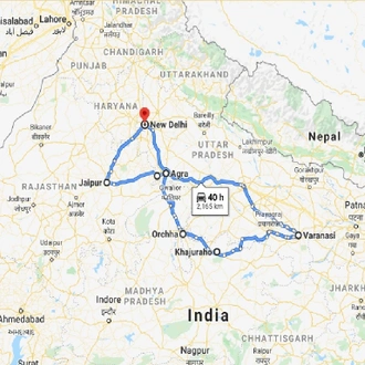 tourhub | GT India Tours | Experience of North India | Tour Map