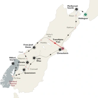 tourhub | AAT Kings | Inspiring New Zealand | Tour Map