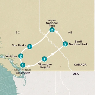 tourhub | Topdeck | Get Social: Canadian Rockies 2024 | Tour Map