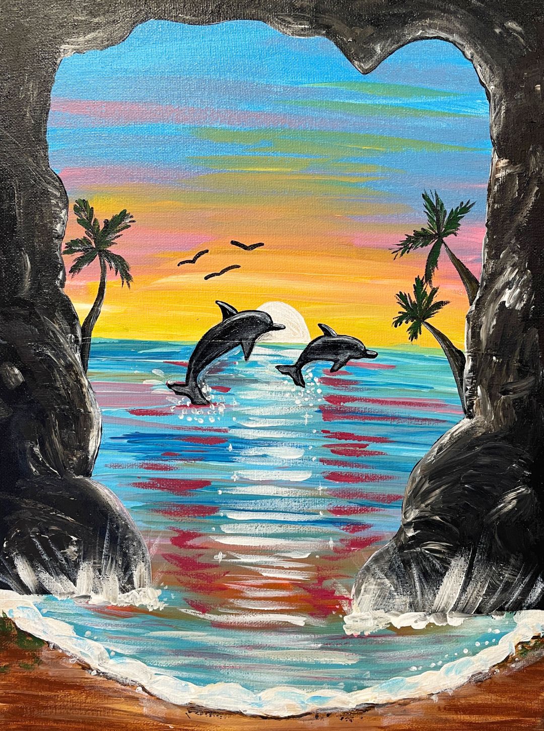 Jumping Dolphins Holiday Painting Workshop Gold Coast