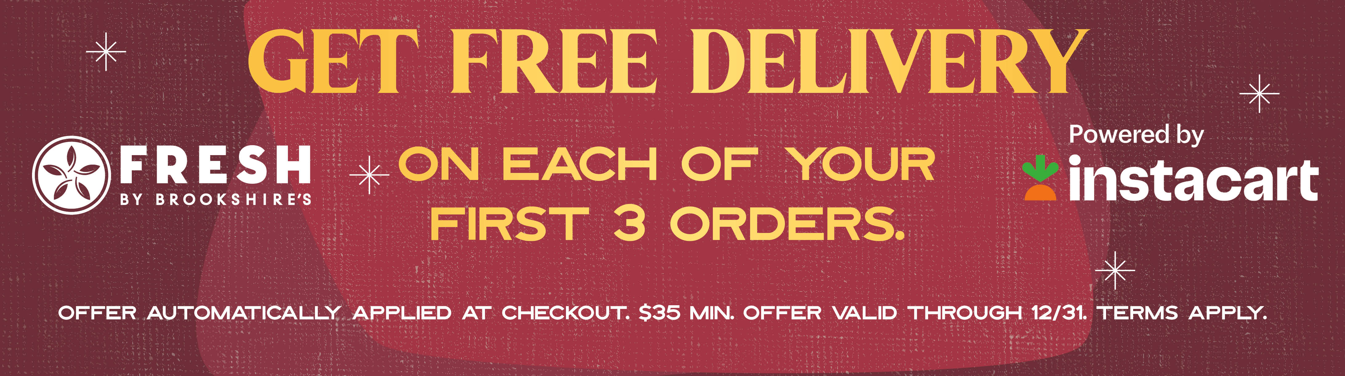 Get FREE Delivery on each of your first 3 orders! Offer valid through 12/31/24. Terms apply.