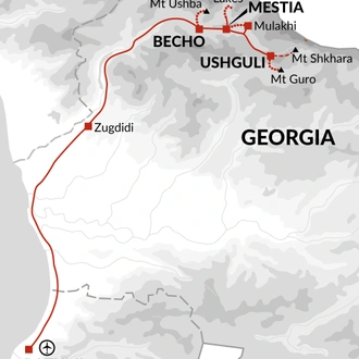 tourhub | Explore! | Hiking in the Georgian Caucasus | Tour Map
