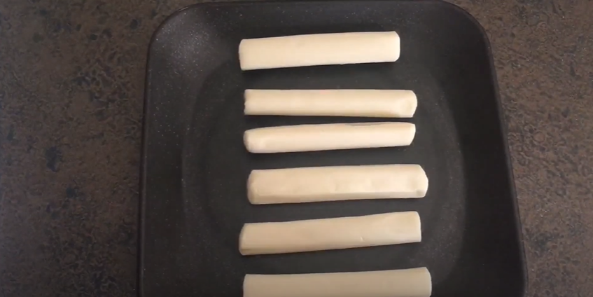 Mozzarella sticks shaped before frying